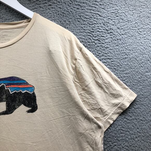 Patagonia Fitz Roy Bear Logo Organic Cotton Slim Fit T-Shirt Mens XL Tan - Picture 6 of 13